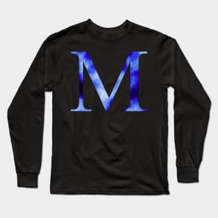 Watercolor Letter M Vibrant Blue Long Sleeve T-Shirt